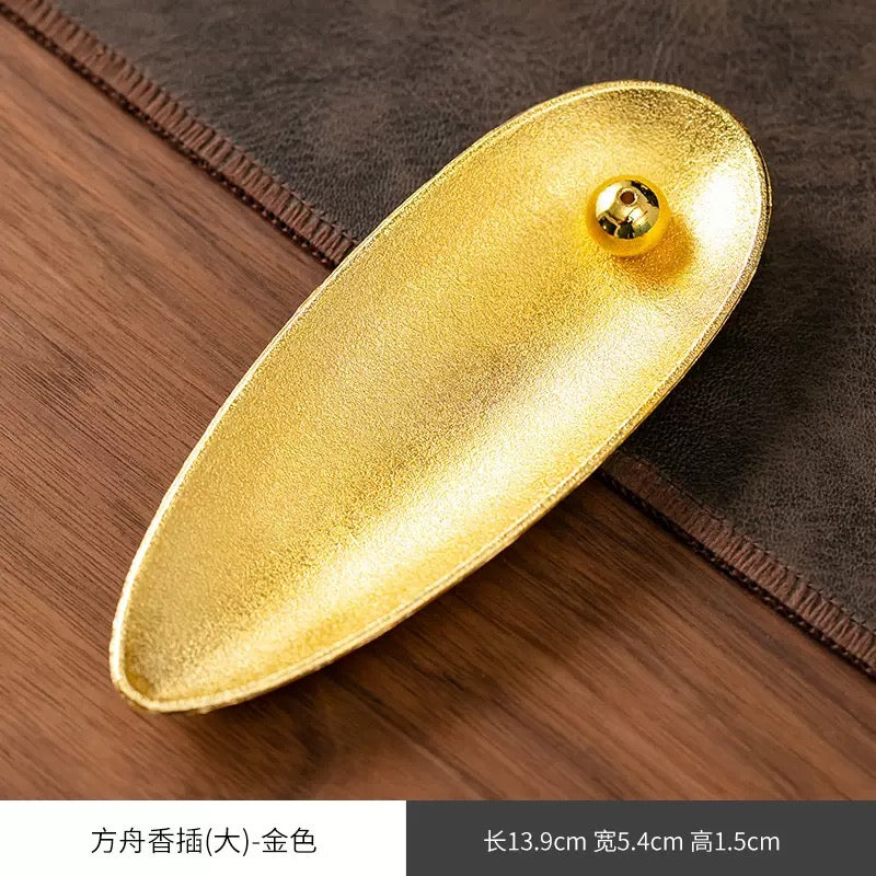 Metal Boat Incense Stick Holder — Modern Incense Burner for Desk Decor