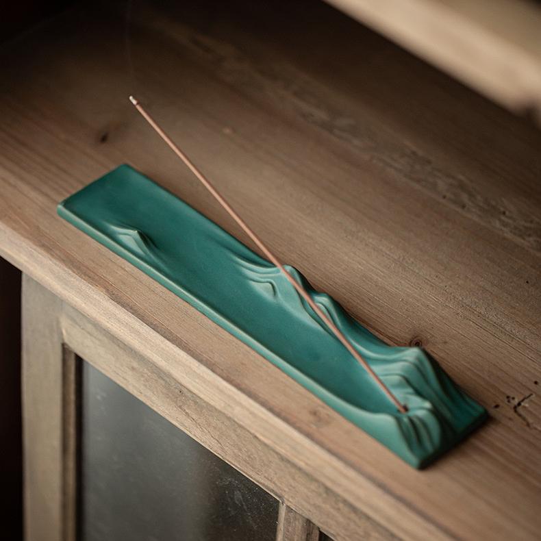 Chinese Ceramic Incense Burner — Antique Mountain Style Incense Stick Holder for Tea Ritual