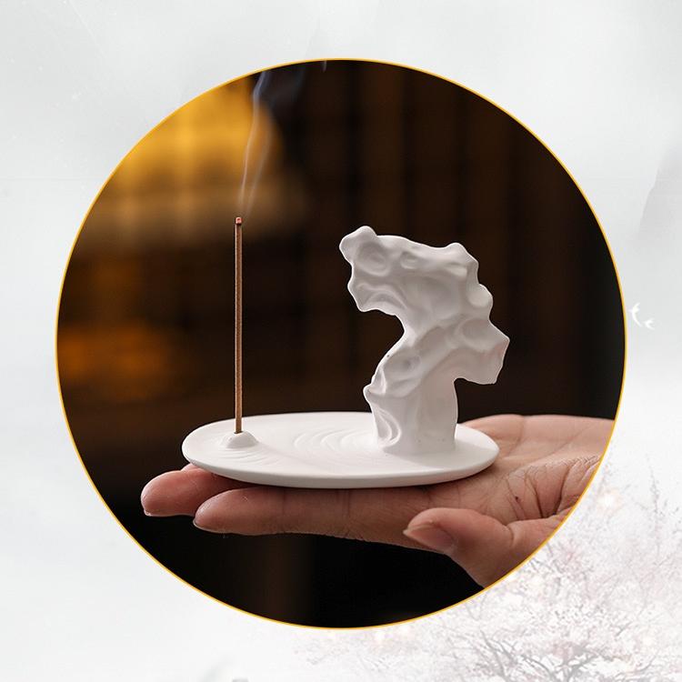 Scholar's Rock Incense Stick Holder — Handmade Taihu Stone Design Incense Burner