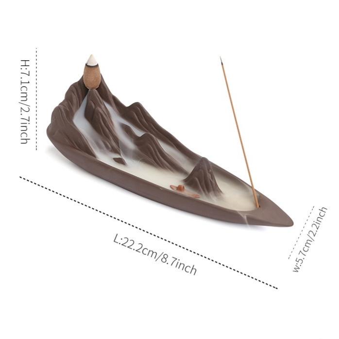 Riverside Backflow Incense Burner — Purple Clay Incense Holder (Cones Not Included)