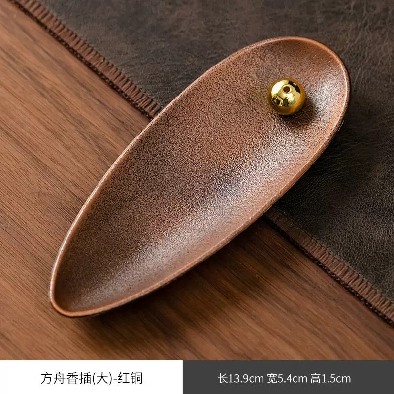 Metal Boat Incense Stick Holder — Modern Incense Burner for Desk Decor