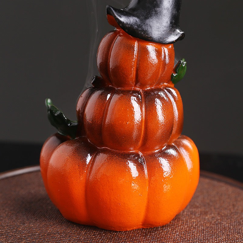 Halloween Pumpkin Head Ghost Backflow Incense Burner — Spooky Season Waterfall Smoke Incense Holder