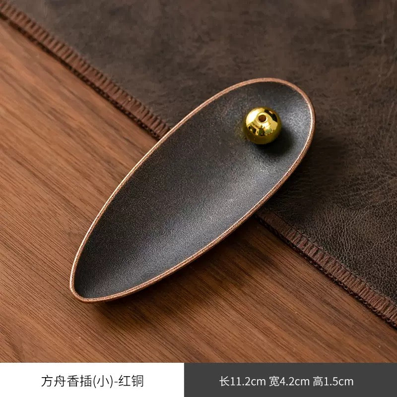 Metal Boat Incense Stick Holder — Modern Incense Burner for Desk Decor
